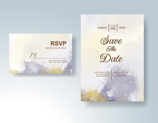 Invitación de boda con acuarela abstracta splash