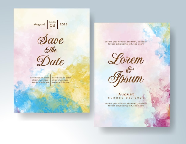 Invitación de boda con acuarela abstracta splash