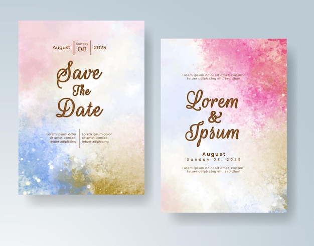 Invitación de boda con acuarela abstracta splash