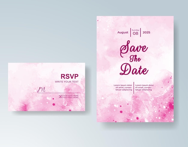 Invitación de boda con acuarela abstracta splash