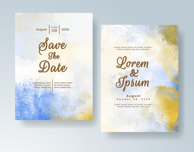 Invitación de boda con acuarela abstracta splash