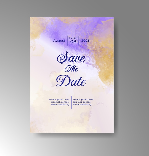 Invitación de boda con acuarela abstracta splash