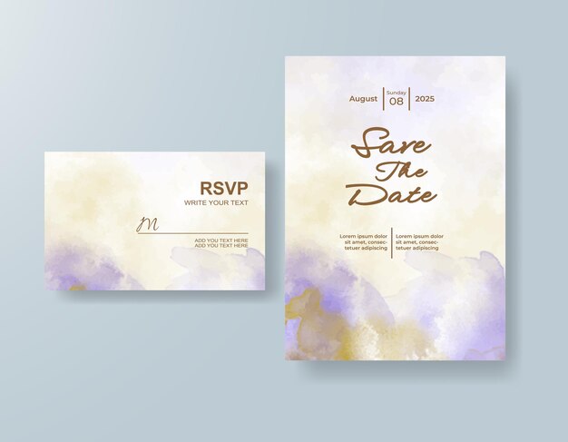 Invitación de boda con acuarela abstracta splash