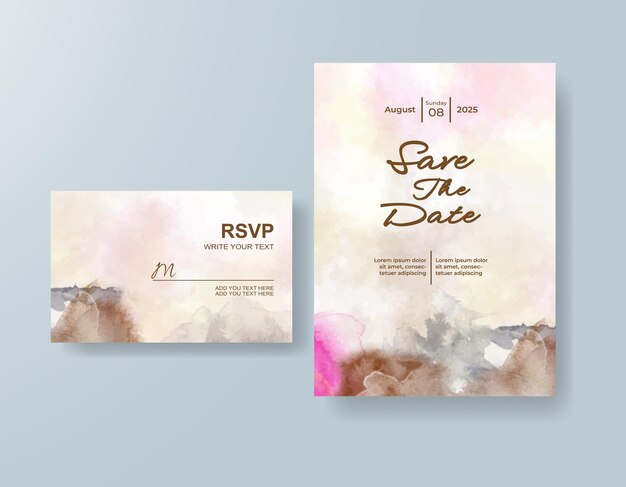 Invitación de boda con acuarela abstracta splash