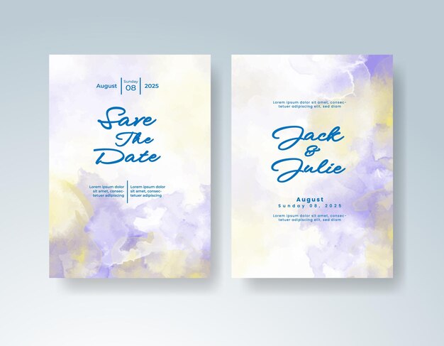 Invitación de boda con acuarela abstracta splash