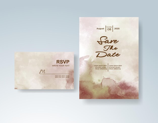 Invitación de boda con acuarela abstracta splash