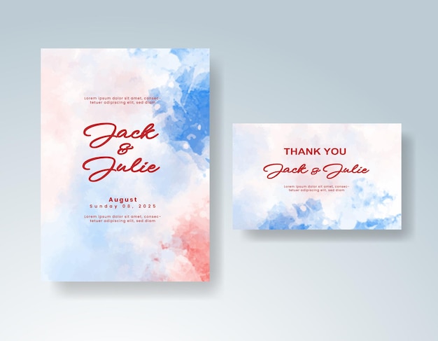 Invitación de boda con acuarela abstracta splash