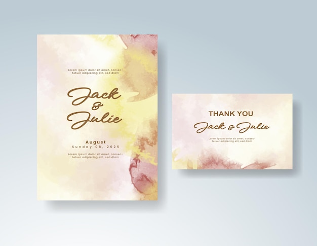 Invitación de boda con acuarela abstracta splash