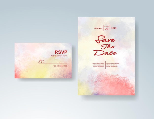 Invitación de boda con acuarela abstracta splash
