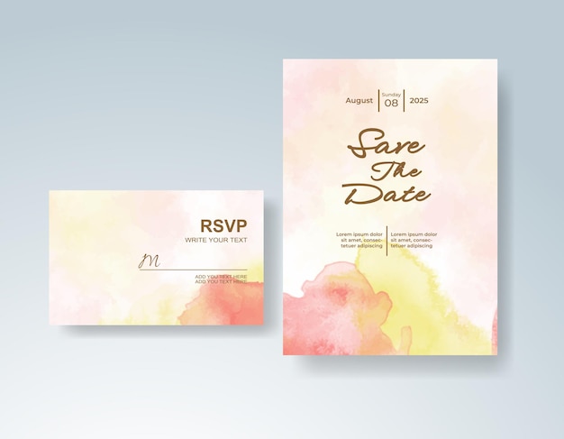 Invitación de boda con acuarela abstracta splash