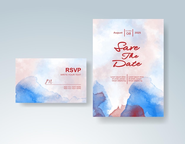 Invitación de boda con acuarela abstracta splash