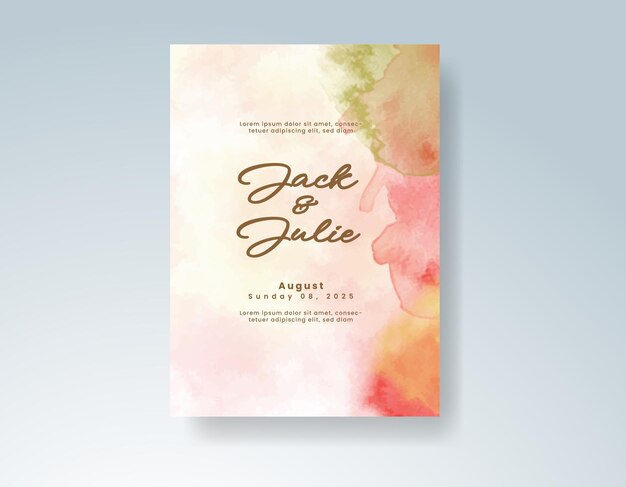 Invitación de boda con acuarela abstracta splash