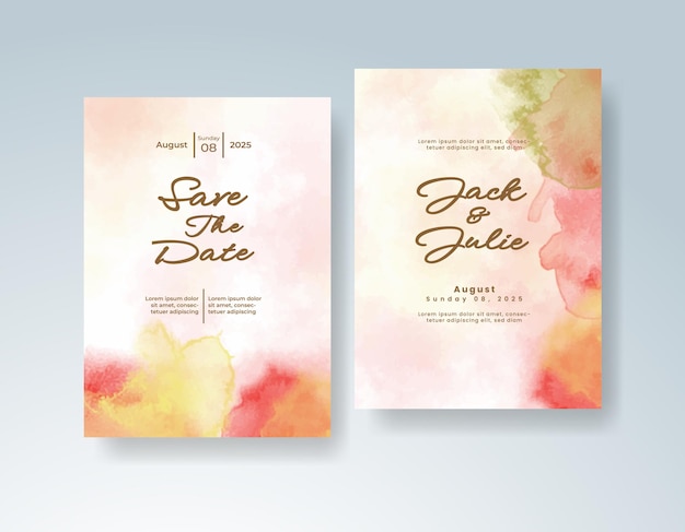 Invitación de boda con acuarela abstracta splash