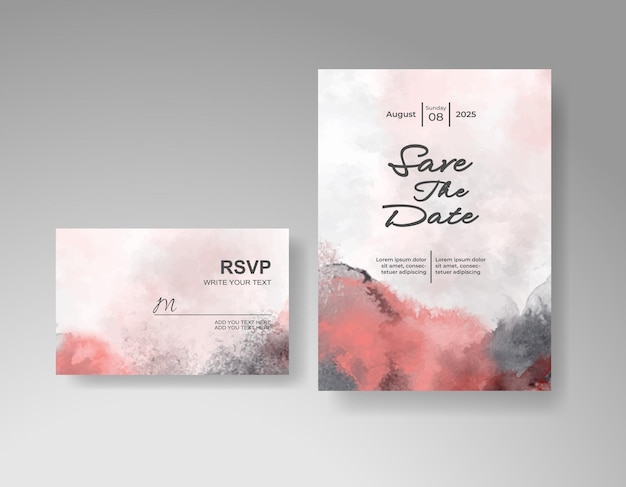 Invitación de boda con acuarela abstracta splash