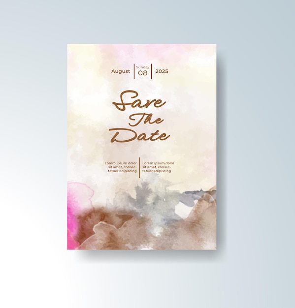 Invitación de boda con acuarela abstracta splash