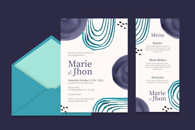 Invitación de boda de acuarela abstracta