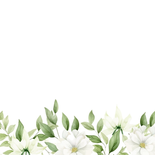 invitación de boda acuarela con elegante floral blanco verde
