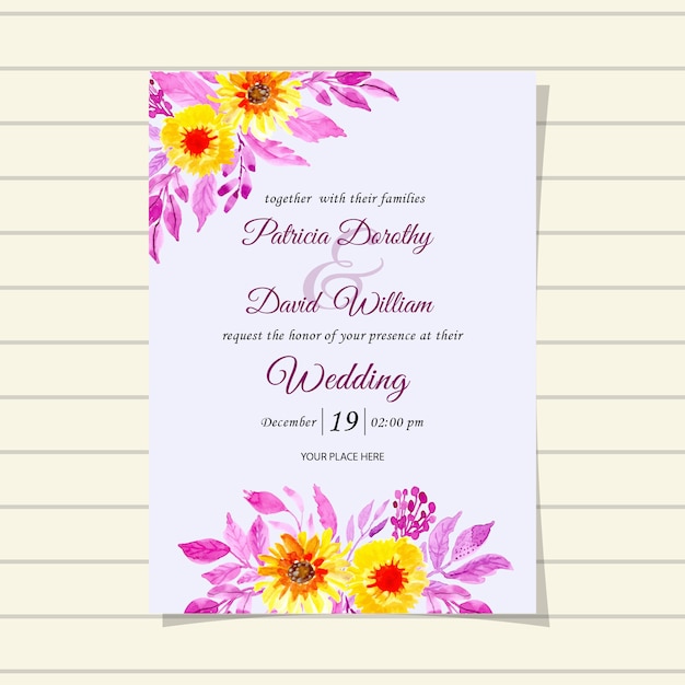 Invitación de boda con acuarela floral.