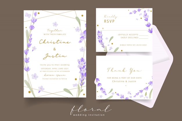 Invitación de boda acuarela lavanda