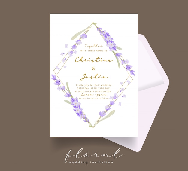 Invitación de boda acuarela lavanda