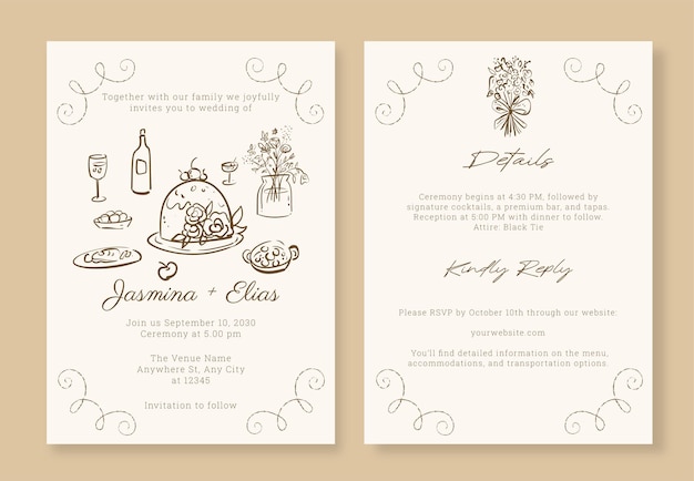 Invitación de boda de acuarela minimalista Estética suave y soñadora para una boda romántica e íntima