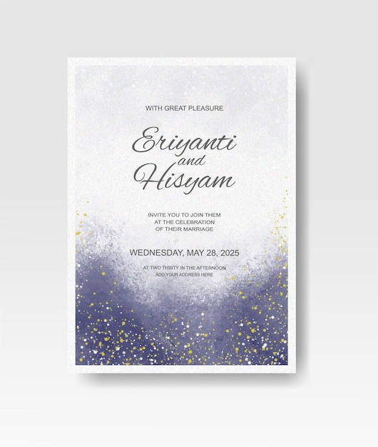 Invitación de boda con acuarela de salpicaduras abstractas