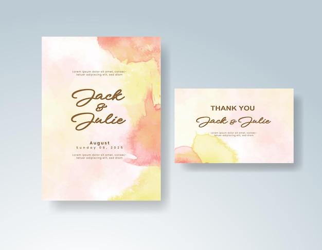 Invitación de boda con acuarela de salpicaduras abstractas
