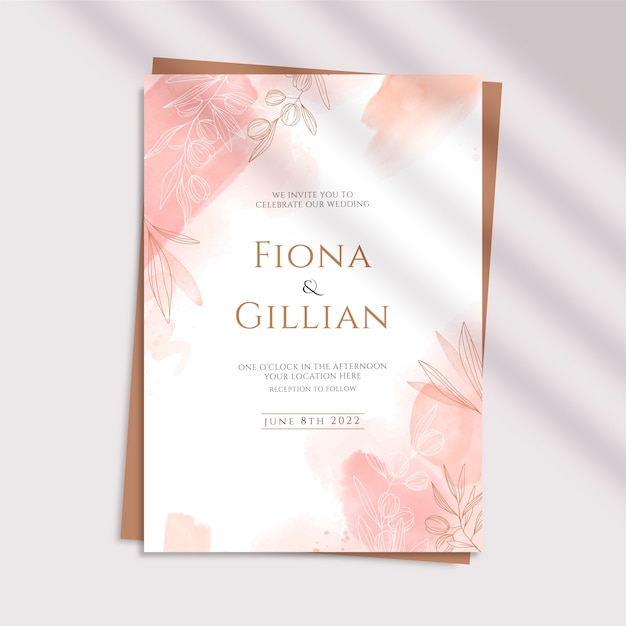 Invitación de boda de acuarela