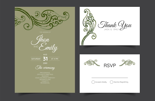 Vector invitación de boda adornada