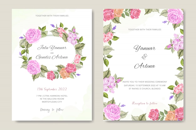 invitación de boda con adornos florales