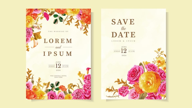 Invitación de boda botánica flores silvestres Adorno floral de lujo de primavera