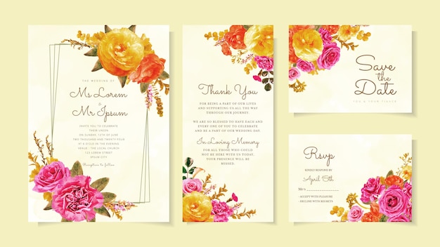 Invitación de boda botánica flores silvestres adorno floral de lujo de primavera