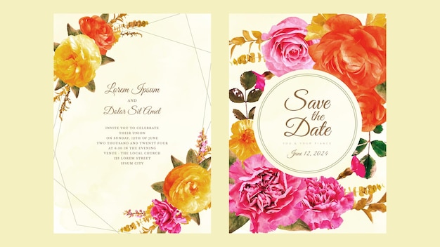 Invitación de boda botánica flores silvestres adorno floral de lujo de primavera