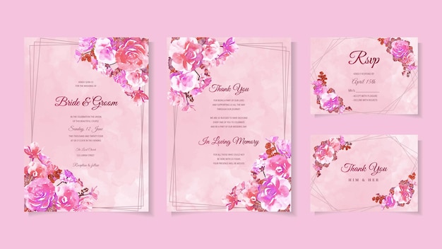 Invitación de boda botánica flores silvestres Adorno floral de lujo de primavera