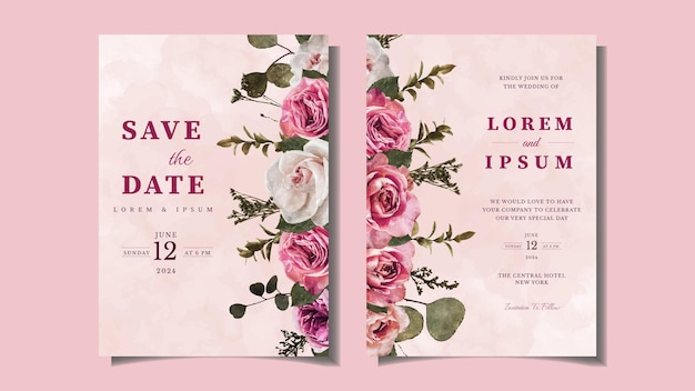 Invitación de boda botánica flores silvestres Adorno floral de lujo de primavera