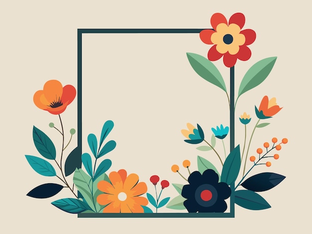 Invitación de boda colorida corona de flores marco de flores de primavera plantilla