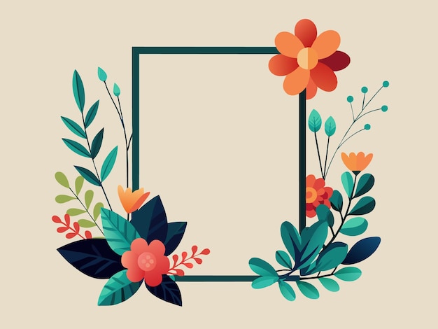 Invitación de boda colorida corona de flores marco de flores de primavera plantilla