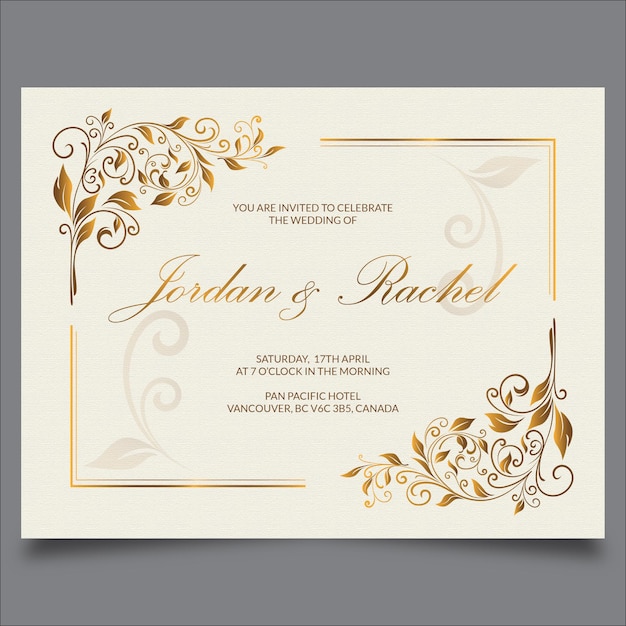 Invitación de boda con decoración de marco floral