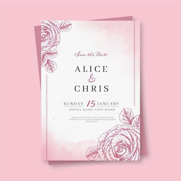 Invitación de boda dibujada a mano