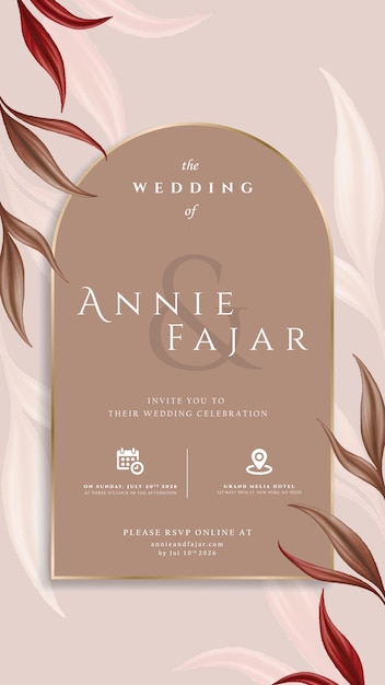 invitación de boda digital con vector premium de acuarela de flores