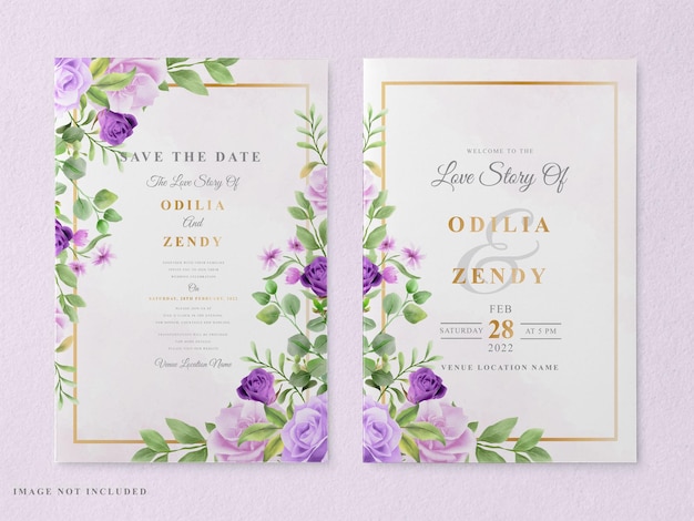 Invitación de boda con diseño floral de acuarela