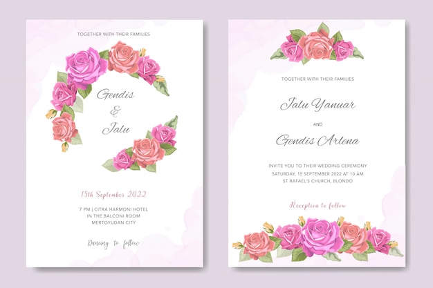 Invitación de boda de diseño floral