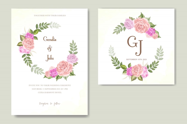 Invitación de boda de diseño floral