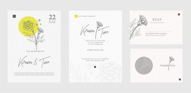 invitaci贸n de boda dise帽o minimalista floral