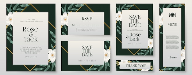 Invitación de boda elegante con adornos