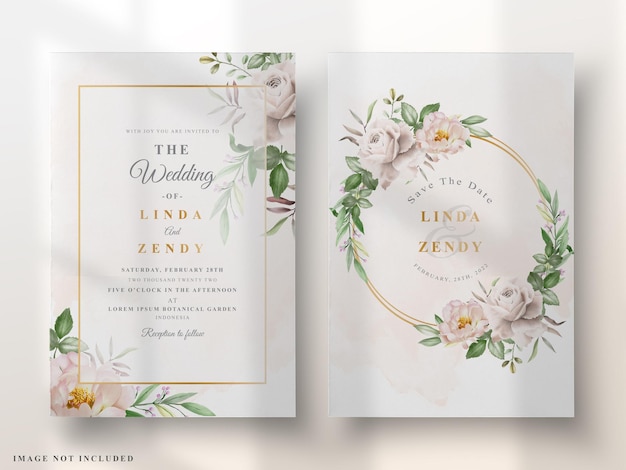 Invitación de boda elegante diseño floral