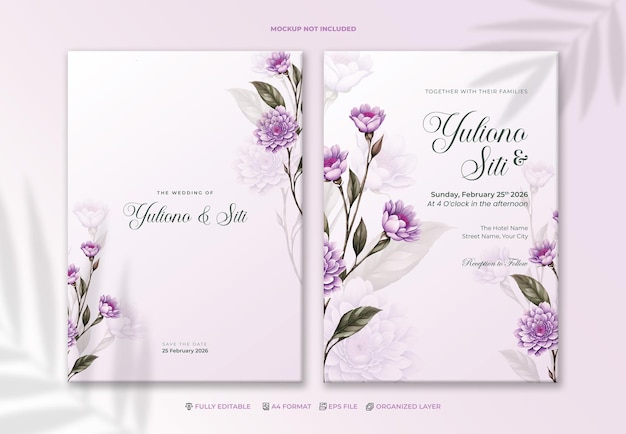 invitación de boda elegante con flor blanca