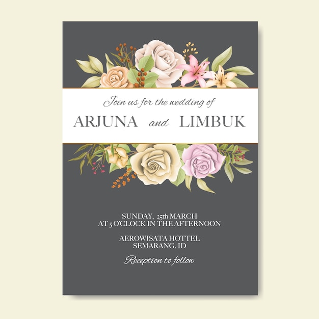 Invitación de boda elegante con flores