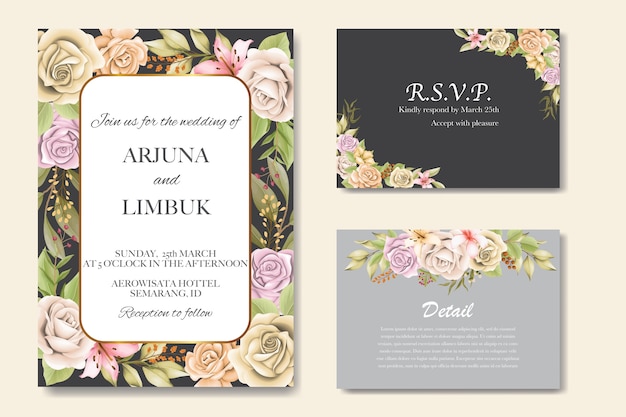 Invitación de boda elegante con flores