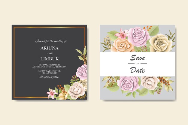 Invitación de boda elegante con flores